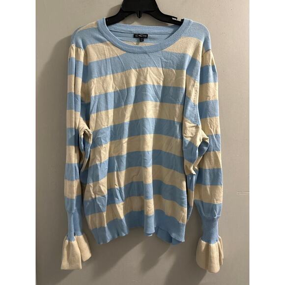 🔴Who What Wear Blue and white stripe long sleeve sweater size 1X - Picture 1 of 5